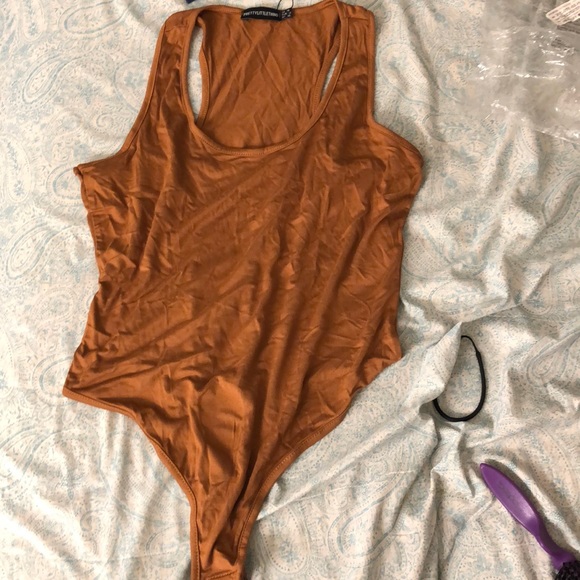 Basic Tan Racer Back Thong Bodysuit - Picture 1 of 3